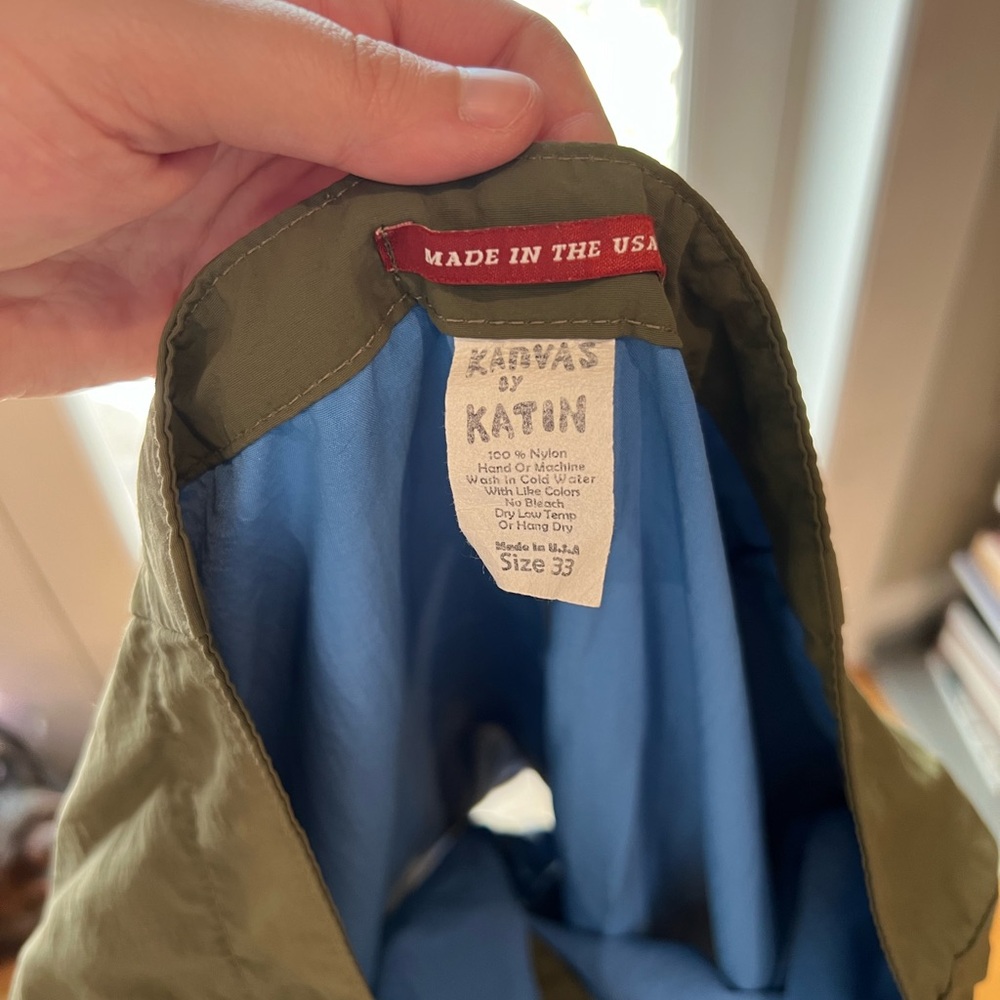 Kansas by Katin custom olive green swim trunks. Waist 33 width. Made in the USA.